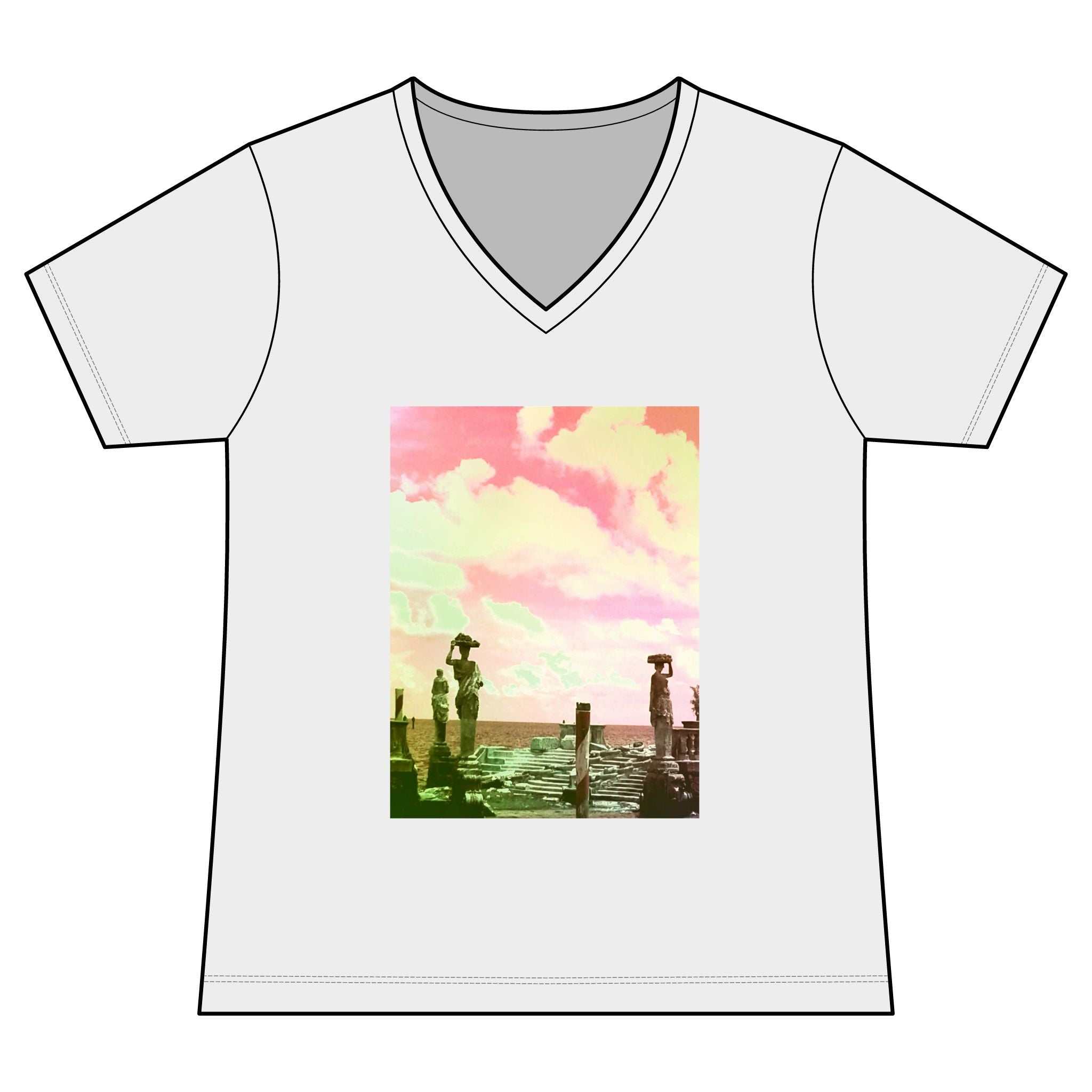 Vintage Beach Sunset V-Neck — product view 1