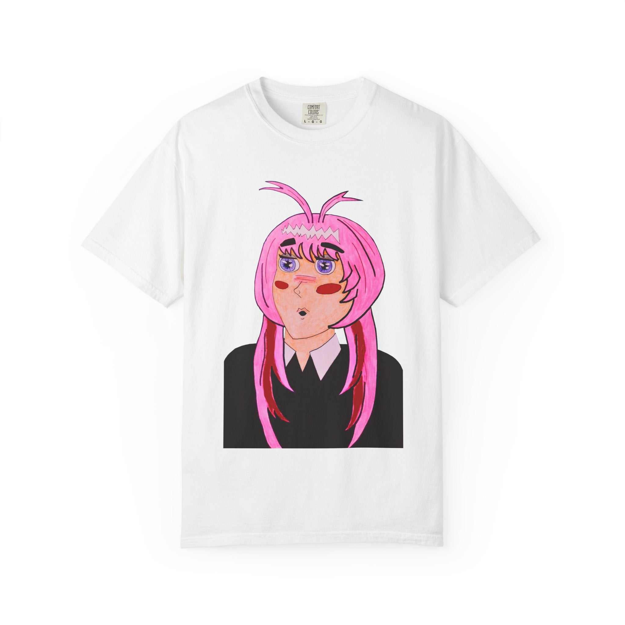 Pink-Haired Anime Girl Tee — product view 1